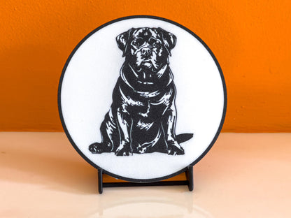 Rottweiler Dog Coaster | Black & White