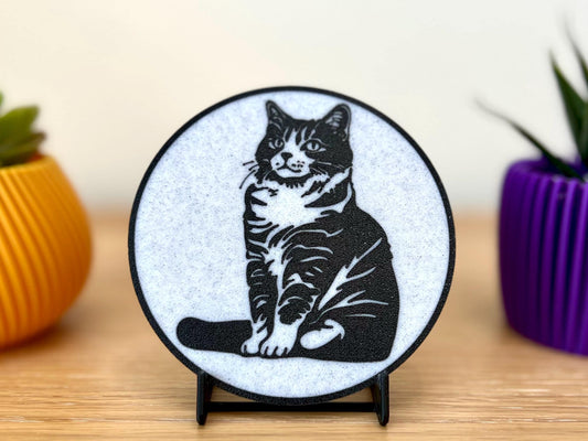 American Bobtail Cat Coaster |  Marble Effect