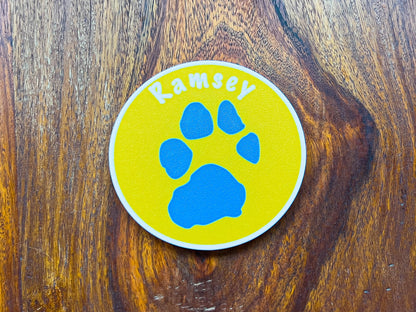 Personalised Dog Paw Print Coaster Set | 4x Colours Available
