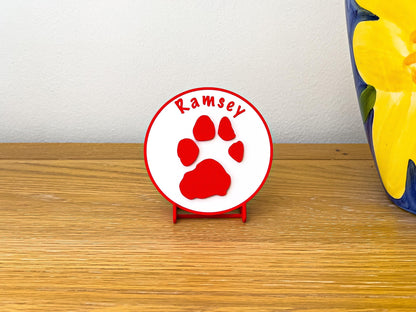 Personalised 3D Embossed Dog Paw Print Plaque | 6x Colours Available