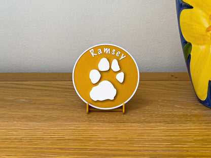 Personalised 3D Embossed Dog Paw Print Plaque | 6x Colours Available