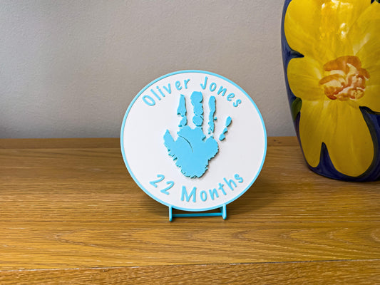 Personalised 3D Embossed Child Handprint Plaque | 4x Colours Available