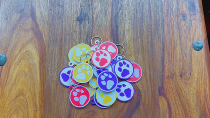 Personalised 3D Embossed Dog Paw Print Keyring | 6x Colours Available
